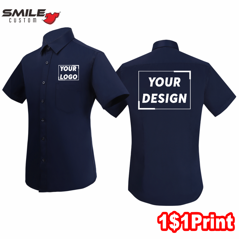Embroidery Design Logo - قميص رجالي بأكمام قصيرة ، تصميم