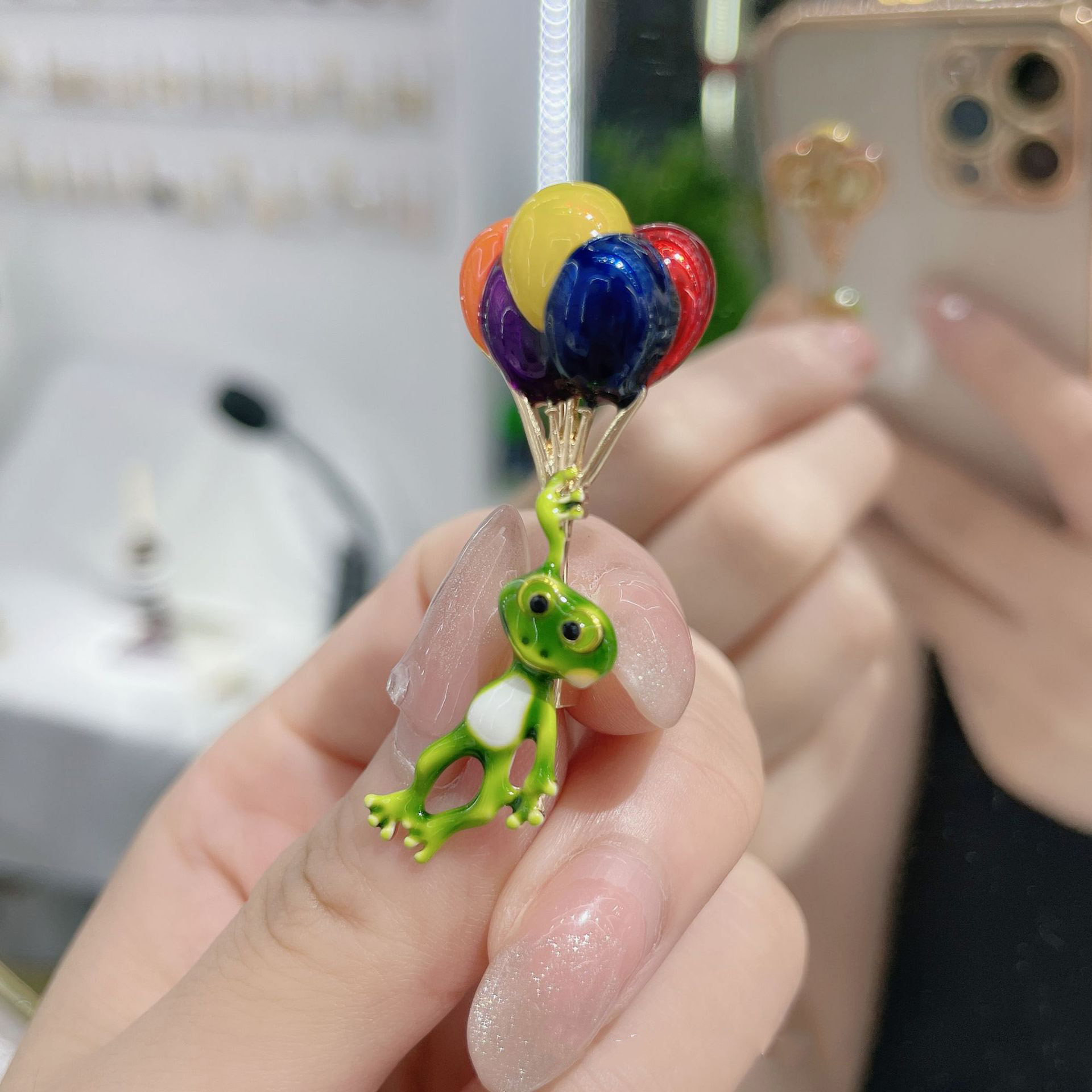 Embroidery Bali - ضفدع حية عقد بالون ملون الدراجات