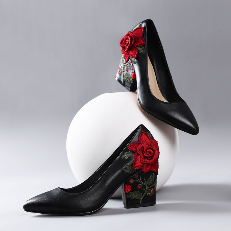 حذاء نسائي أنيق بكعب 7.5 سم مز - مراجعة Embroidery Rose وسعره